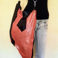 #Асиметрична #дамска #чанта от #естествена #кожа + #подарък! Ръчна изработка!, снимка 8 - Чанти - 33690464