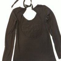 Черна блуза с камъни маркова CELIN в. Много красива , ефектна, гол гръб, връзване зад врата , снимка 8 - Ризи - 37445087