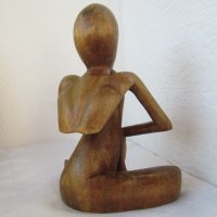 Дървена фигура, човек, мислител, молитва, йога, медитация, снимка 6 - Статуетки - 31658232