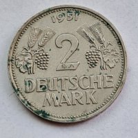 GERMANY 🇩🇪 2 D MARK 1951 AUNC, снимка 3 - Нумизматика и бонистика - 33701724