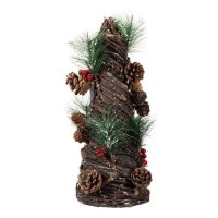 Светеща Коледна елха с борови клонки и шишарки, 35см, снимка 2 - Декорация за дома - 42704170