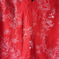 Къса, разкроена рокля с лен NEXT. Червена с флорален десен, снимка 11 - Рокли - 29118132