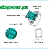 Пръстен със смарагдов зелен син камък 925 сребърен посребрен за жени годежен за момичета скъпоценни , снимка 9 - Пръстени - 38380033