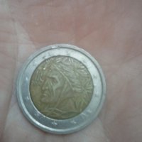 2 евро 2002г, Италия,Данте, грешка, дефект,RRR, снимка 2 - Нумизматика и бонистика - 42358728