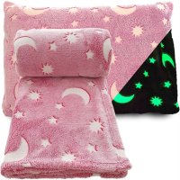 Детско одеяло, светещо в тъмното- 120 х150 см., полиестерен микрофибър. Цветове - сиво или розово, снимка 4 - Олекотени завивки и одеяла - 42876741