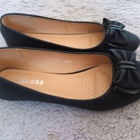 Черни ниски обувки тип пантофка / балерина с панделка, снимка 4 - Дамски елегантни обувки - 37399848