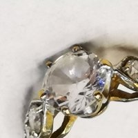 Златен дамски пръстен с планински кристал, снимка 2 - Пръстени - 30091510