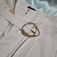 Бели къси панталонки XS/34 бермуди басти ръб висока талия колан MOHITO , снимка 8 - Къси панталони и бермуди - 37199138