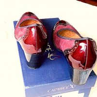 Caprice нови дамски кожени обувки, винено червени с ток, Немски №38,5, снимка 4 - Дамски обувки на ток - 29224797