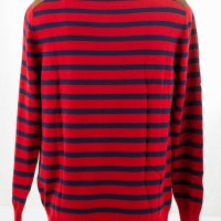 Раиран мъжки памучен пуловер в червено и тъмносиньо марка Denim Culture - M, снимка 2 - Пуловери - 30990123