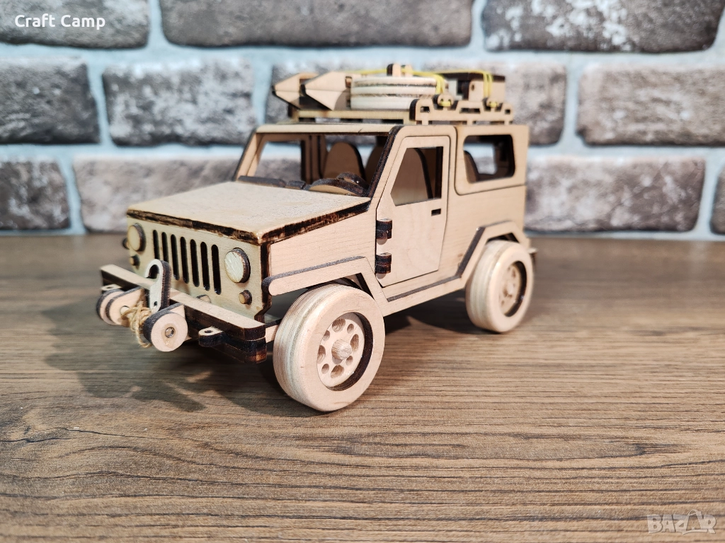 Дървен модел на Джип и Каравана – Craft Camp, снимка 1