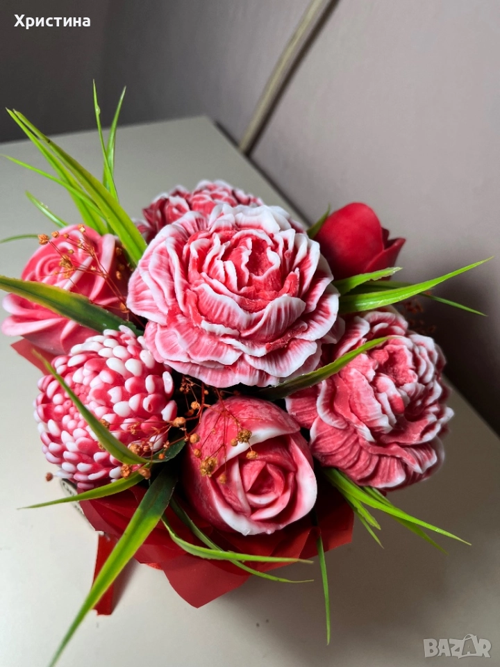 Коледен подарък ароматни соеви свещи букети, снимка 1