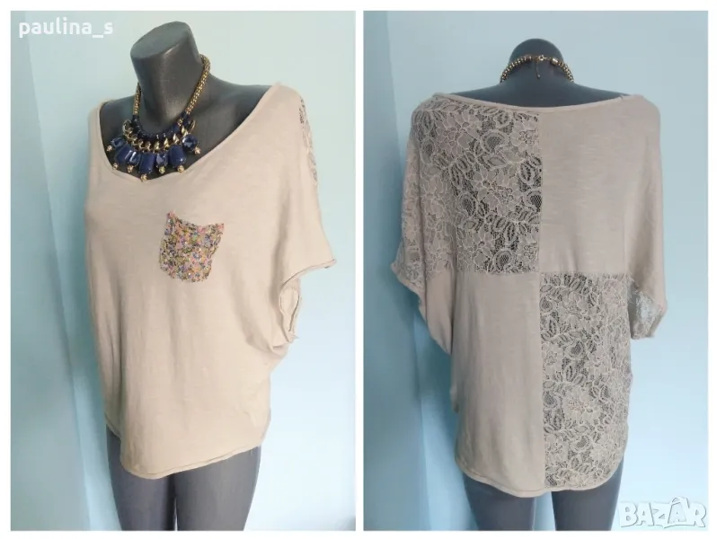 Памучна туника с дантела / голям размер Италия , снимка 1