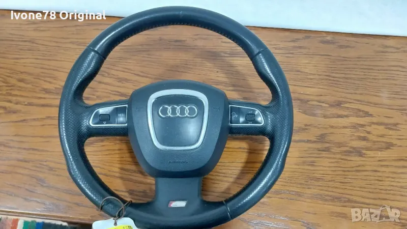 ПРОМОЦИЯ Трилъчев волан от естествена кожа за AUDI S LINE, снимка 1