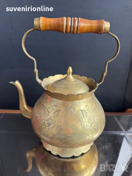 старинен месингов чайник , снимка 1