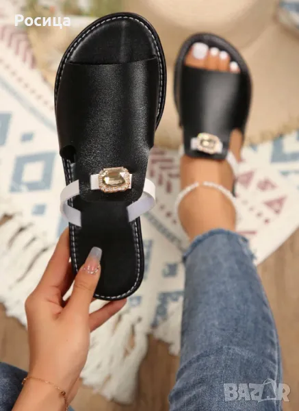 Дамски чехли черни 24.5 см, снимка 1