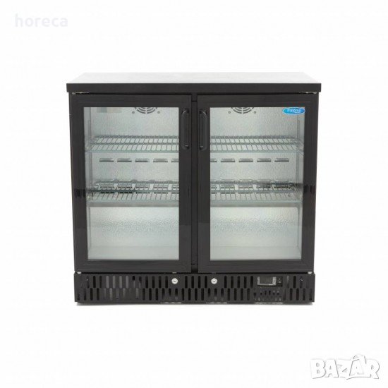 хладилна витрина за бар, 227л - от 0° до +12°C - две стъклени врати - черна, снимка 1