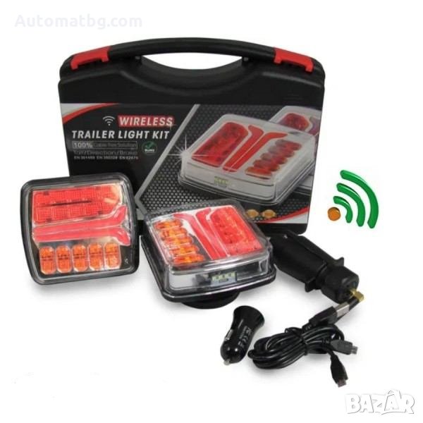 Безжични диодни стопове за ремарке Automat, С магнитно закачане, LED,  2бр, 12V-24V, снимка 1