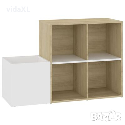 vidaXL Шкаф за обувки за антре, бяло и дъб сонома, 105x35,5x70 см, ПДЧ(SKU:808256, снимка 1