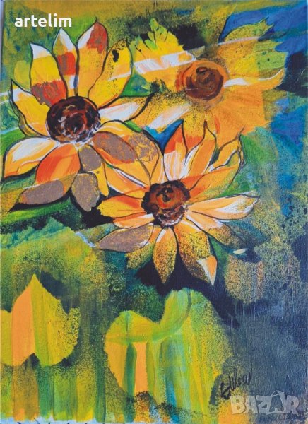 картина "Късни Слънчогледи", снимка 1