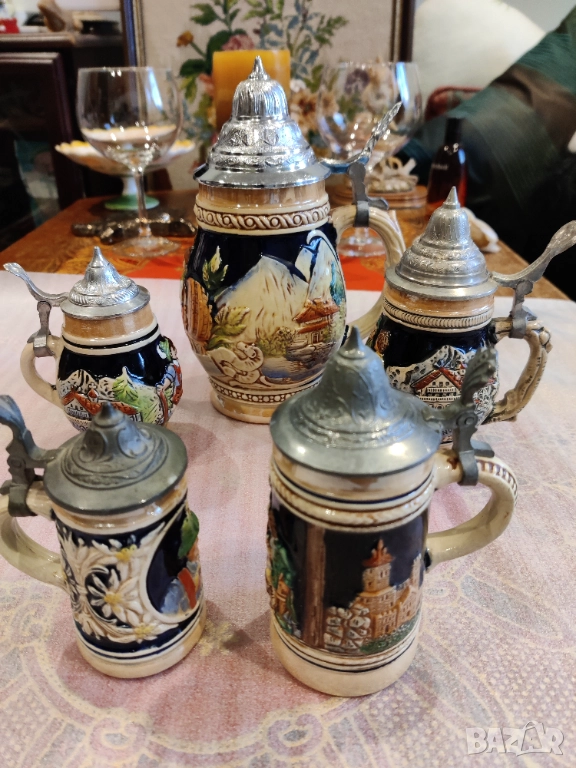 Керамични халби за бира с капак, снимка 1