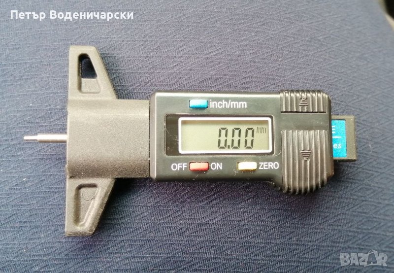 Цифрови измервания на дълбочината на гумите LCD дисплей Калипер за измерване на дълбочината на проте, снимка 1