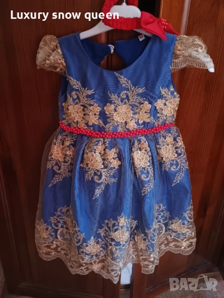 детска рокля в тъмно синьо и златно, снимка 1