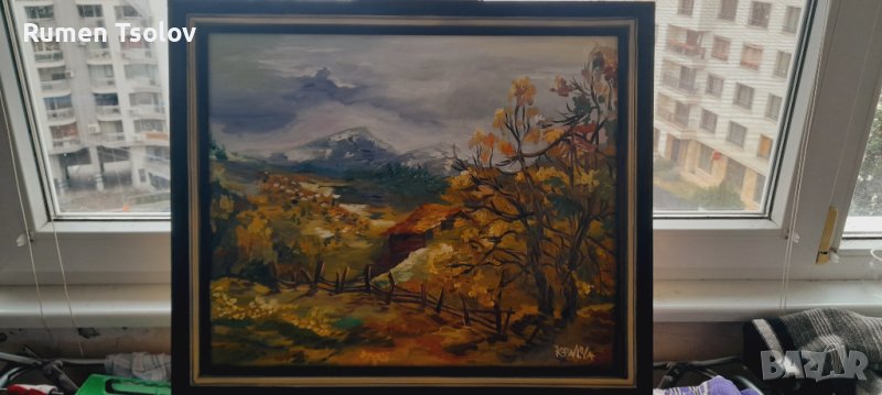 Маслена картина с планински пейзаж, снимка 1
