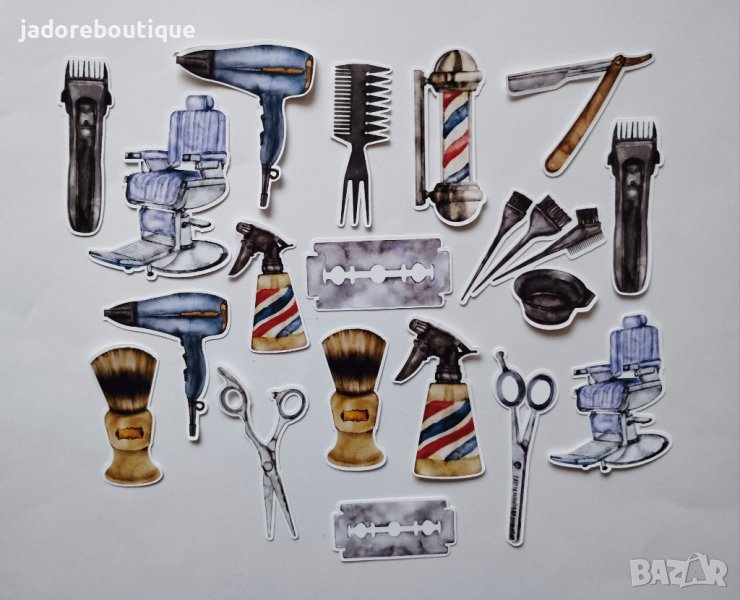 Изрязани елементи от картон Barber shop 18 бр - R053, снимка 1