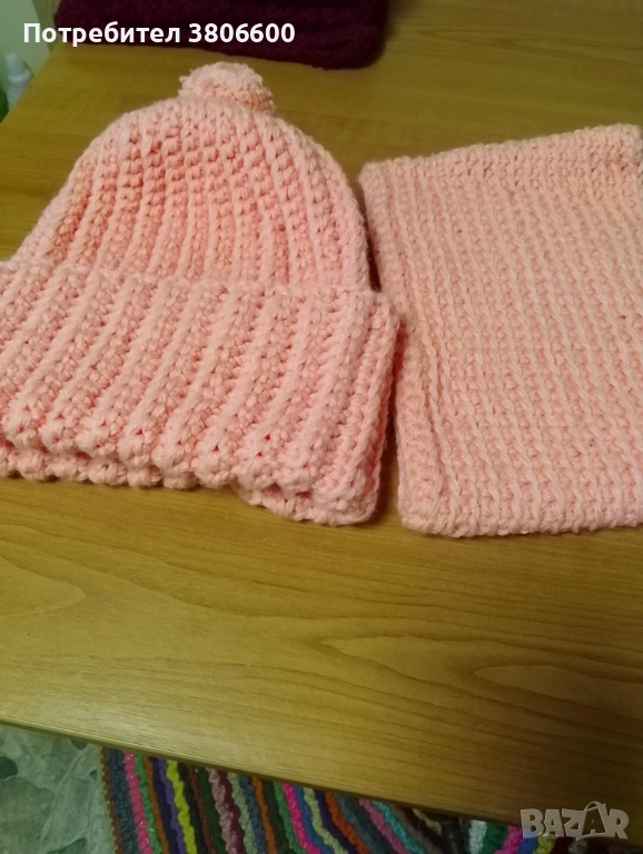 Зимна топла шапка с шал, снимка 1