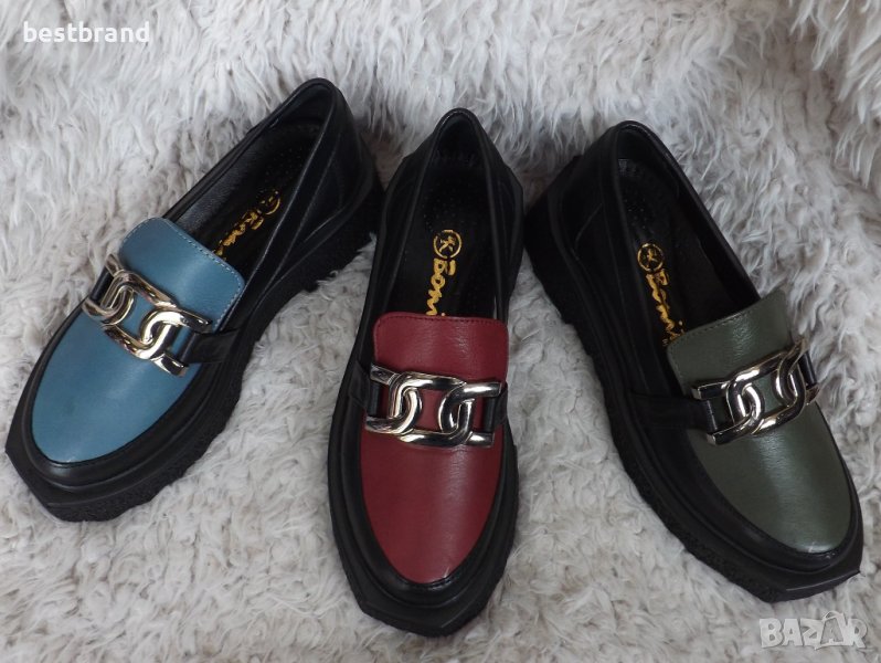 Обувки, естествена кожа, зелени, сини, бордо,  код 506/80, снимка 1