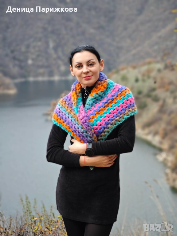 Ръчно плетен триъгълен шал модел „Белисимо“, снимка 1