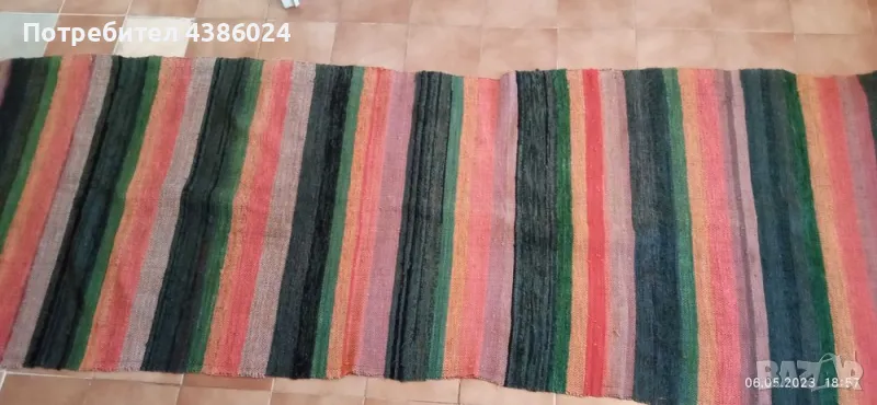 АНТИКВАРНА РЪЧНО ТЪКАНА ЧЕРГА ОТЛИЧНА 260/80, снимка 1