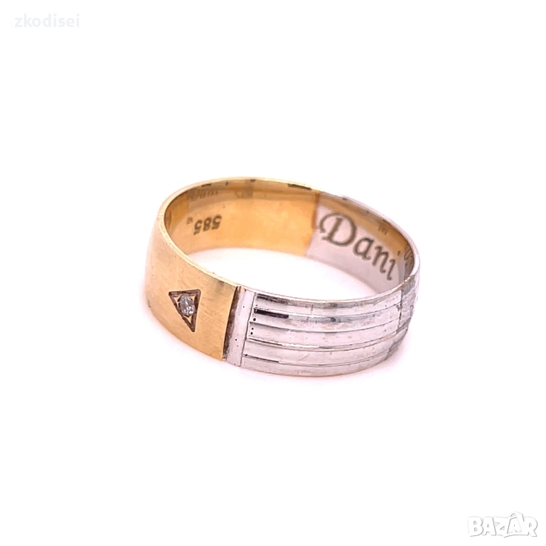 Златен пръстен брачна халка 6,90гр. размер:65 14кр. проба:585 модел:5070-1, снимка 1