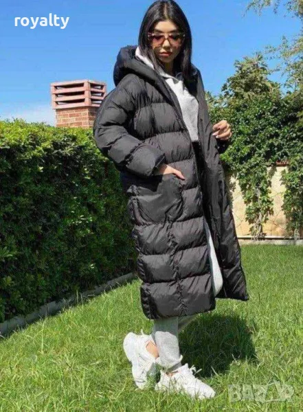 Черно зимно дълго дамско яке , снимка 1