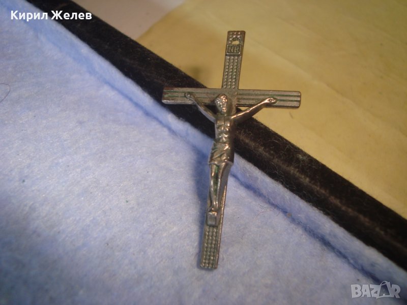 СТАРО ПОСРЕБРЕНО МЕДНО РАЗПЯТИЕ КРЪСТ 14467, снимка 1