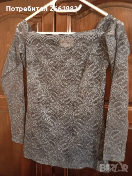 Нежна тъмносиня дантелена блуза , снимка 1