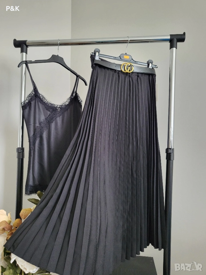 Плисирана пола с колан, снимка 1