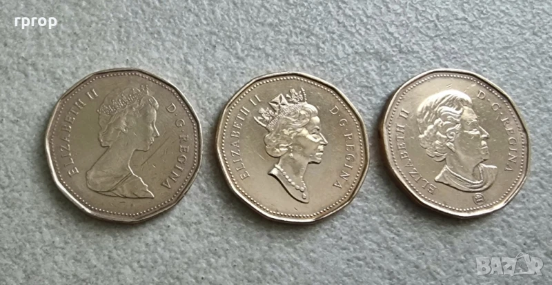 Канада . 1 долар .  3 бройки  по 1 долар . Различна Кралица., снимка 1