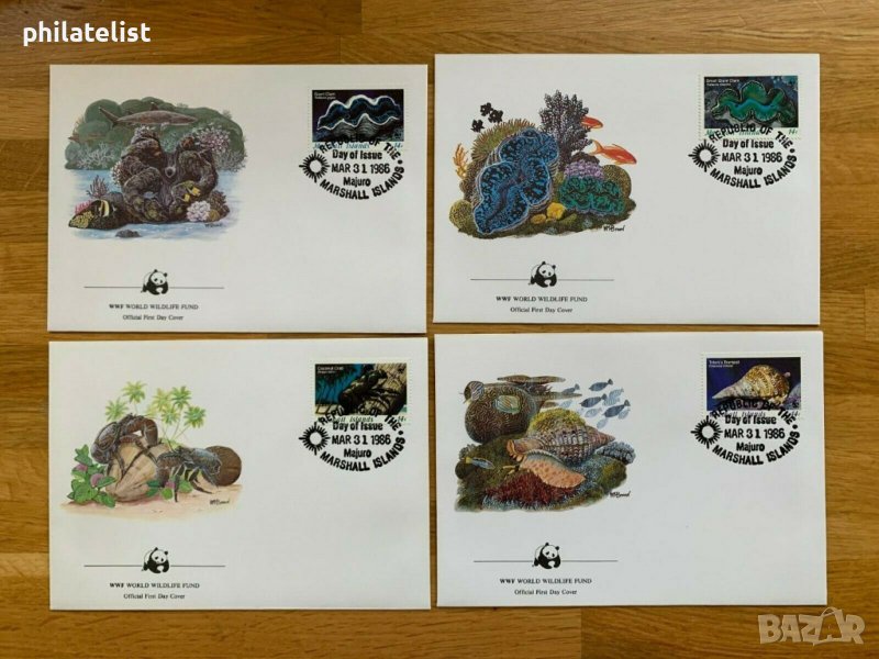 Маршалови острови 1986 - 4 броя FDC Комплектна серия - WWF, снимка 1