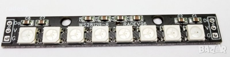 WS2812B LED модул с 8 светодиода, 5050, RGB, WS2812, Ардуино / Arduino, снимка 1