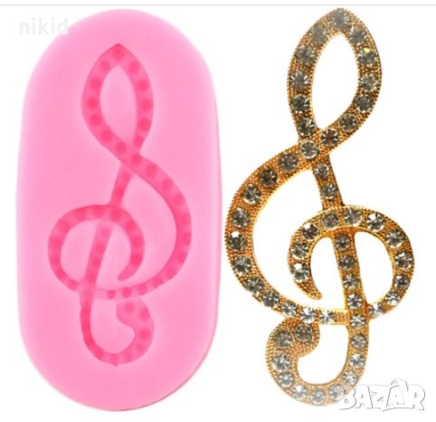 Голям ключ Сол Нота Музика силиконов молд форма декорация торта фондан шоколад гипс, снимка 1
