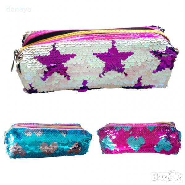 1656 Несесер за моливи с пайети, снимка 1