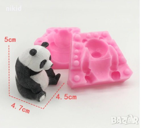 3D голяма Панда мече 2 части силиконов молд форма за фондан украса торта декорация, снимка 3 - Форми - 31618216