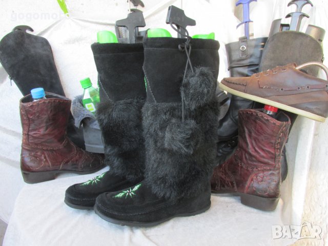КАТО НОВИ дамски АПРЕСКИ Снегоходки ботуши 39 - 40, естествена кожа = велур