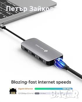 NOVOO USB C хъб с Ethernet адаптер, 7 в 1, снимка 2 - Друга електроника - 42321615