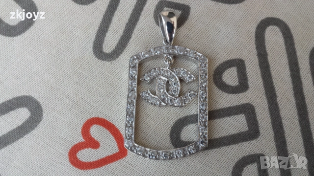 ГОЛЯМА НОВА РОДИРАНА СРЕБЪРНА ВИСУЛКА ШАНЕЛ 8.82 гр. / ПРОБА 925, снимка 2 - Колиета, медальони, синджири - 52020412