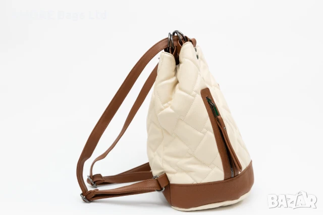 Спортно елегантна дамска раница AMORE Livia - Tan, снимка 4 - Раници - 50657635