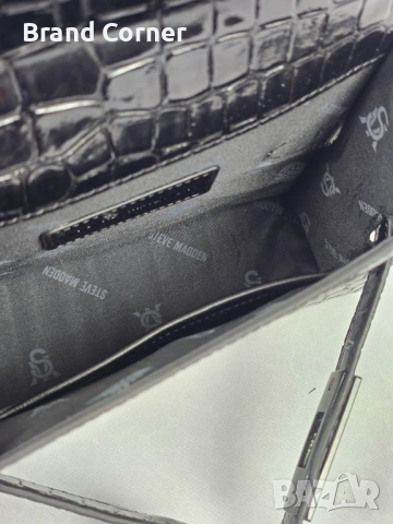 Нова дамска чанта Steve Madden Daxton Black Croc, снимка 4 - Чанти - 54355109