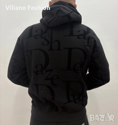 Мъжки суичър с велурена щампа, снимка 2 - Спортни дрехи, екипи - 52255546